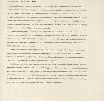 Brad Mehldau - Suite: April 2020 (2020, Europe, Vinyl)