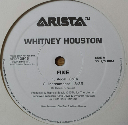 Whitney Houston - Fine (2000, US, Vinyl)