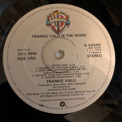 Frankie Valli - Frankie Valli...Is The Word (1978, UK, Vinyl)