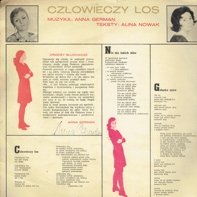 Anna German - Człowieczy Los (1970,autograf)